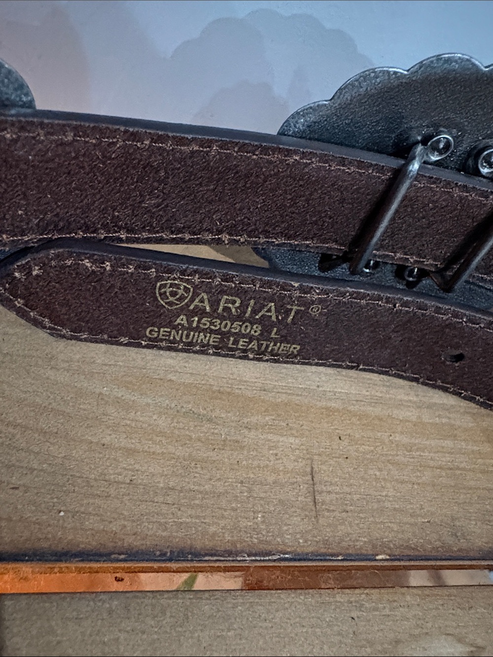 Ariat Brown Leather Belt with Silver Conchos - Picture 2 of 7